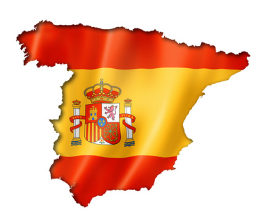 Bandeira de Espanha com delimitações do país